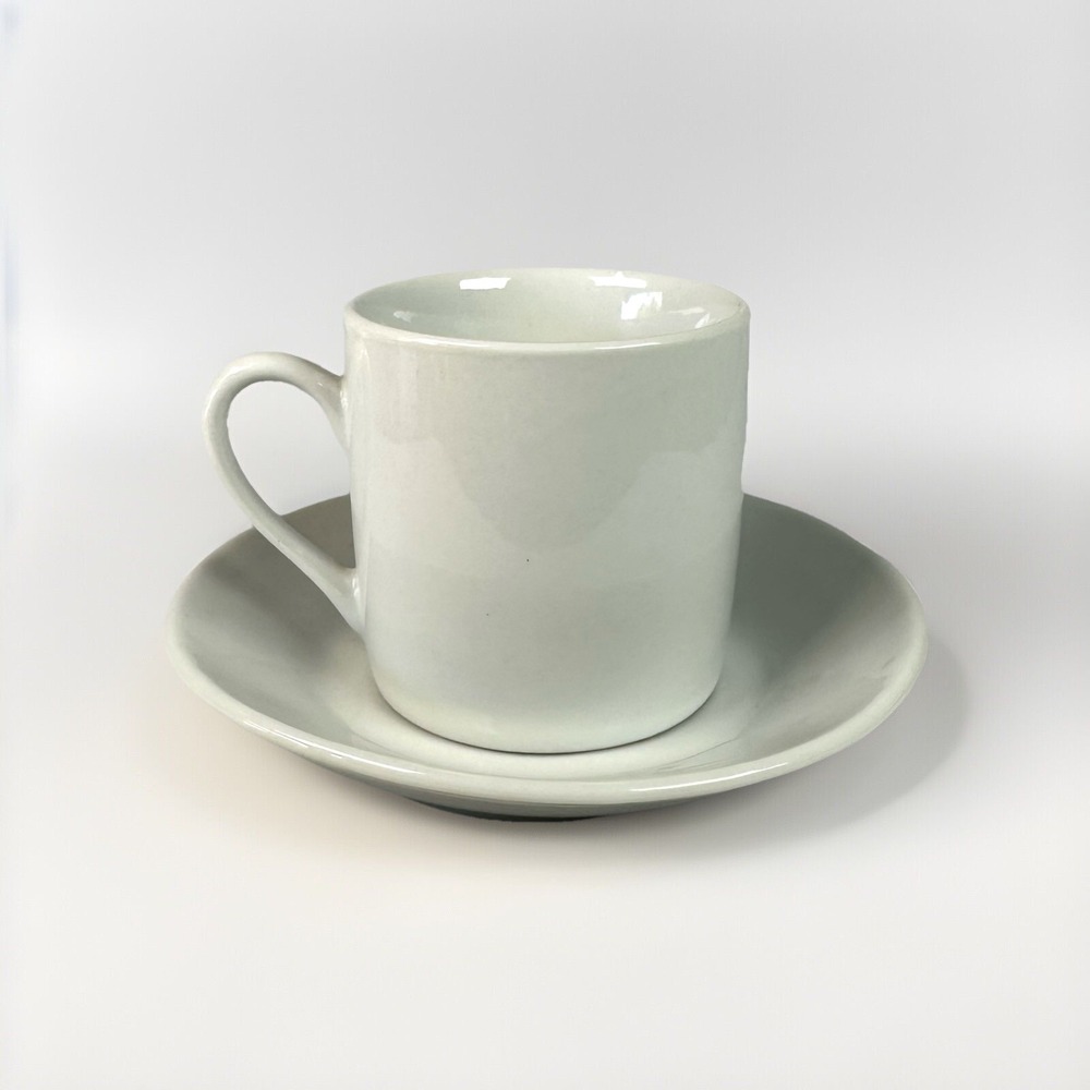 Himark‎ White Porcelain Espresso Cup & Saucer 2 oz Classic Minimalist Set